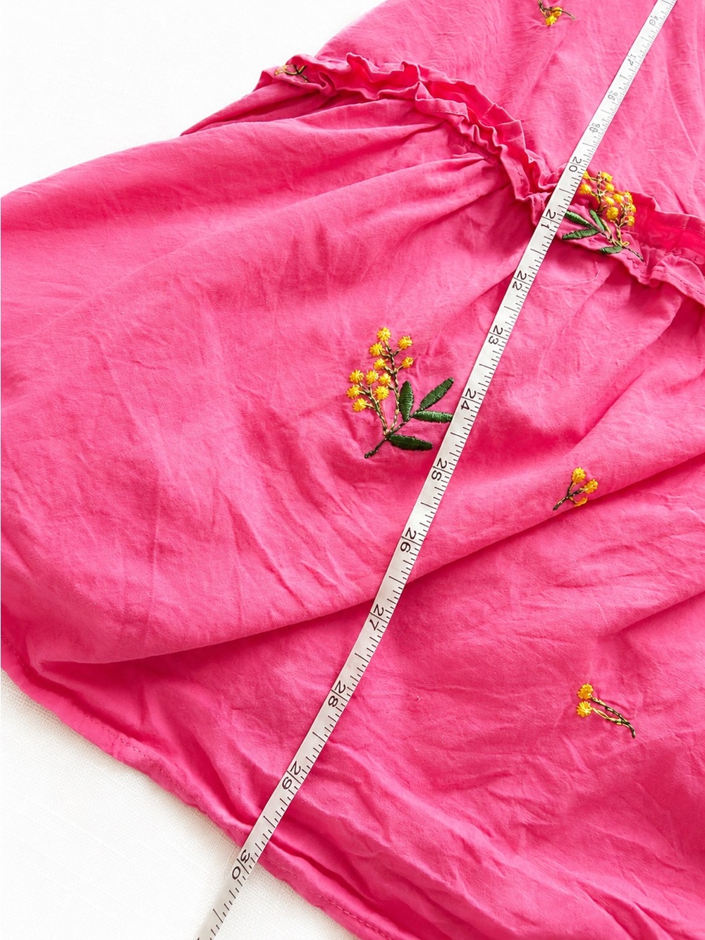 g.p.d. Pink Floral Embroidered Ruffle Dress — Size L Boho Croquette Cottagecore - Picture 4 of 7